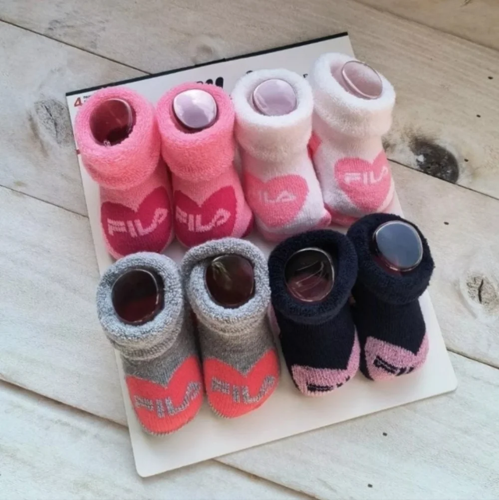 Baby Booties Socks Hearts 4 Pack Pink White Gray Black Girls Size 18-24 Months
